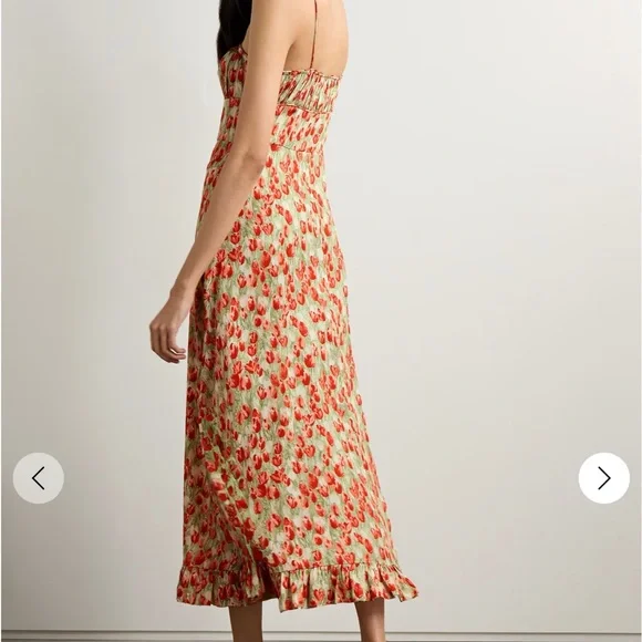 Floral Red and Cream Women's Skirt - Picture 3 of 7